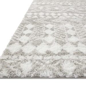 Loloi II Bliss Shag Grey/White 5'-3" x 7'-6" Area Rug