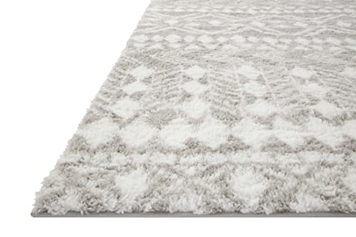 Loloi II Bliss Shag Grey/White 5'-3" x 7'-6" Area Rug