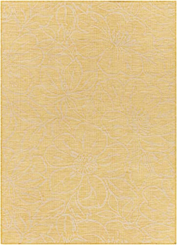 Mark&Day Outdoor Rugs, 8x10 Broekoord Traditional Indoor/Outdoor Bright Yellow Area Rug, Non Shedding Yellow Grey Carpet for Patio, Porch, Deck, Bedroom, Living Room or Kitchen (7'8" x 10')