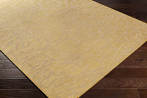 Mark&Day Outdoor Rugs, 8x10 Broekoord Traditional Indoor/Outdoor Bright Yellow Area Rug, Non Shedding Yellow Grey Carpet for Patio, Porch, Deck, Bedroom, Living Room or Kitchen (7'8" x 10')