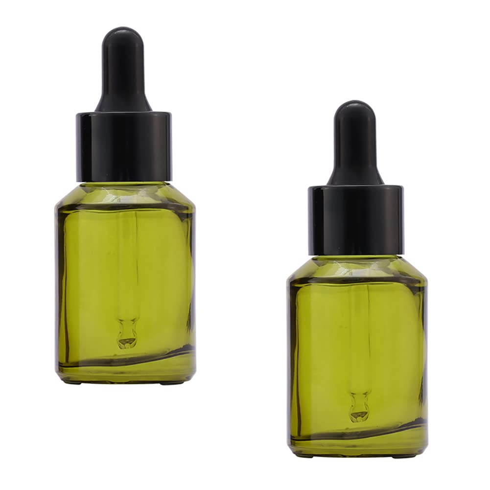 2 Pcs 30ML Colored Glass Eye Dropper Bottles Dropping Bottles Empty Tincture Bottles Essential Oil Bottles Refillable Sample Vials Green