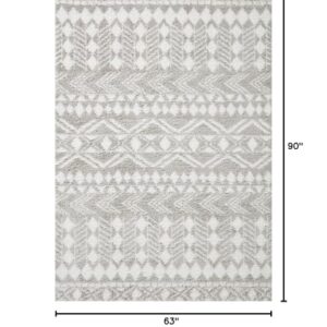 Loloi II Bliss Shag Grey/White 5'-3" x 7'-6" Area Rug