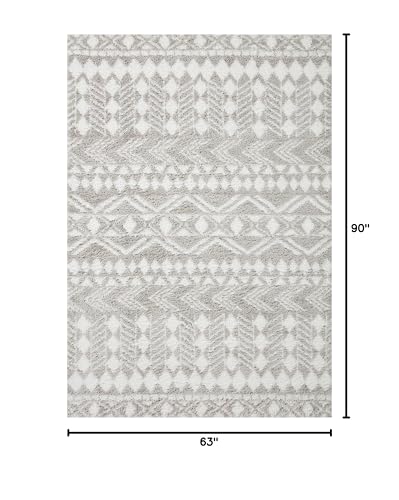 Loloi II Bliss Shag Grey/White 5'-3" x 7'-6" Area Rug