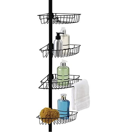 Popular Bath Quick & Easy Shelf Adjustment and Assembly Rust-Proof Vista Pole Corner 4-Tier, Shower Caddy Perfectly with Durable Long Lasting Design, FITS 5 to 9 FT Ceilings, Black