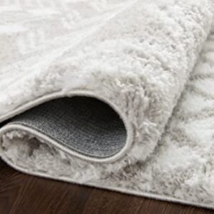 Loloi II Bliss Shag Grey/White 5'-3" x 7'-6" Area Rug