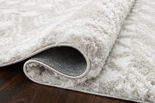 Loloi II Bliss Shag Grey/White 5'-3" x 7'-6" Area Rug