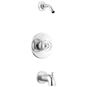 delta faucet trinsic 14 series chrome tub shower faucet set, shower trim kit, shower fixtures, bathtub faucet set, shower handle, chrome t14458-lhd (shower head and valve not included)