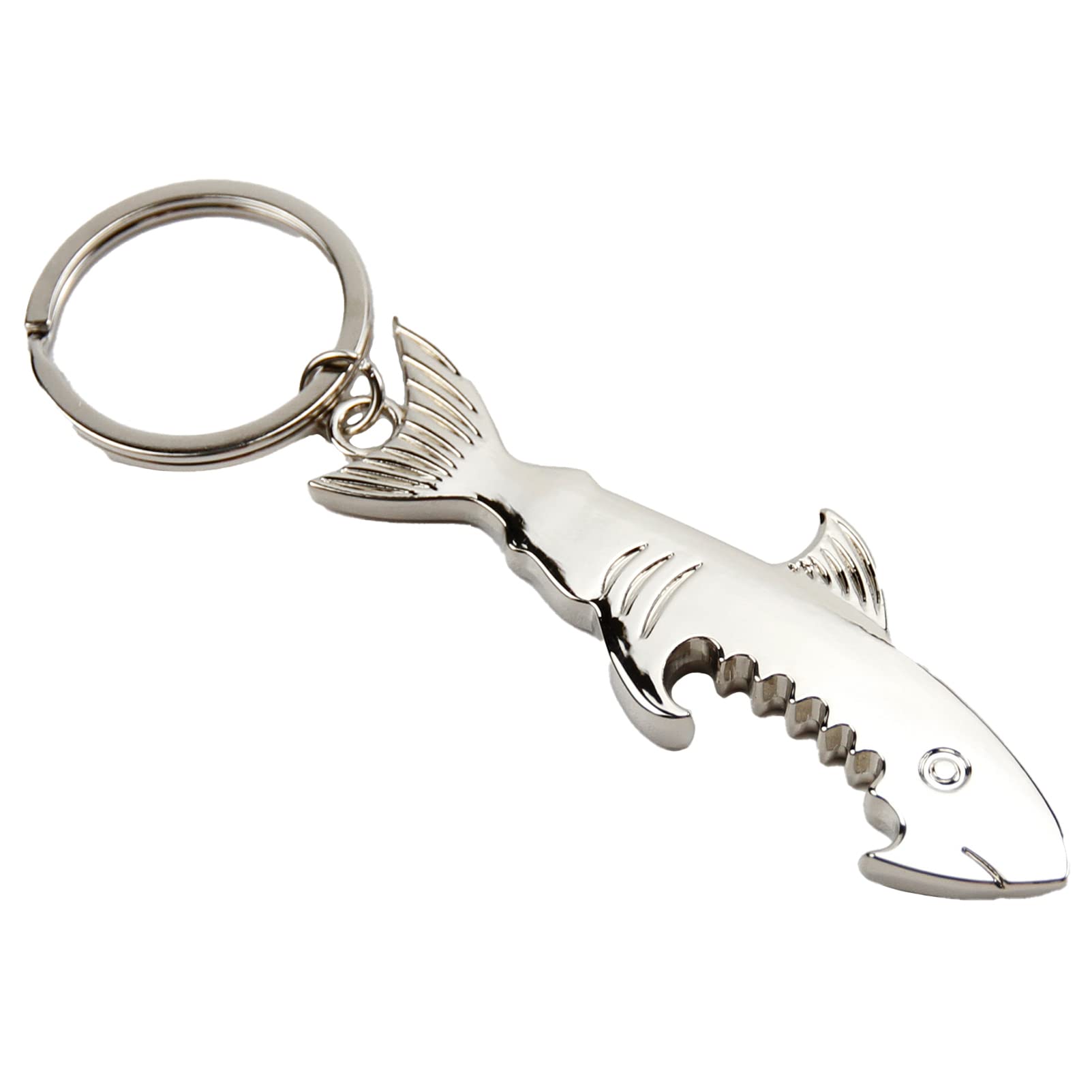 TOPASION Creative Metal Corkscrew Shark Beer Bottle Opener Keychain Pendant