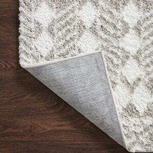 Loloi II Bliss Shag Grey/White 5'-3" x 7'-6" Area Rug