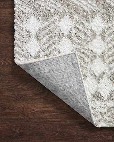 Loloi II Bliss Shag Grey/White 5'-3" x 7'-6" Area Rug