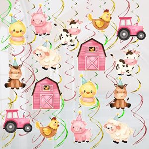 pink farm animal hanging swirls for girls birthday party baby shower barn yard birthday theme farm baby shower favor supplies decor cartoon animal decor ceiling decor for girls