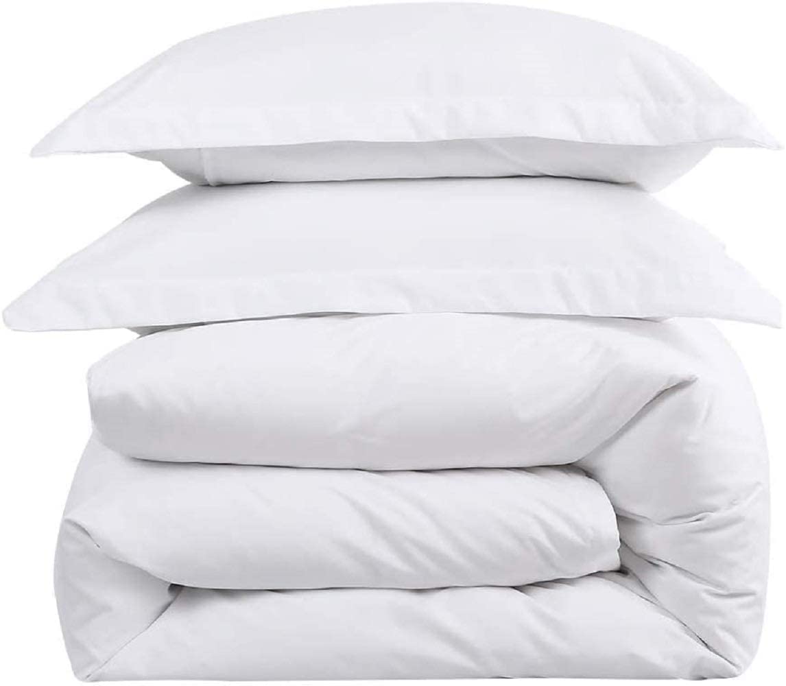 Premium Quality 120x120 Super King Plus White Solid Duvet Cover Set Zipper Closure & Corner Ties Easy Fit,Breathable 800-TC Ultra Soft Pillow Sham 2pc 100% Soft Egyptian Cotton