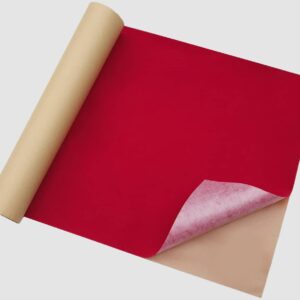 Self Adhesive Felt Fabric, Soft Velvet Drawer Liner,Jewelry Box Felt Liner, DIY Velvet Fabric for Art & Crafts (17.7" x78.7", Red)