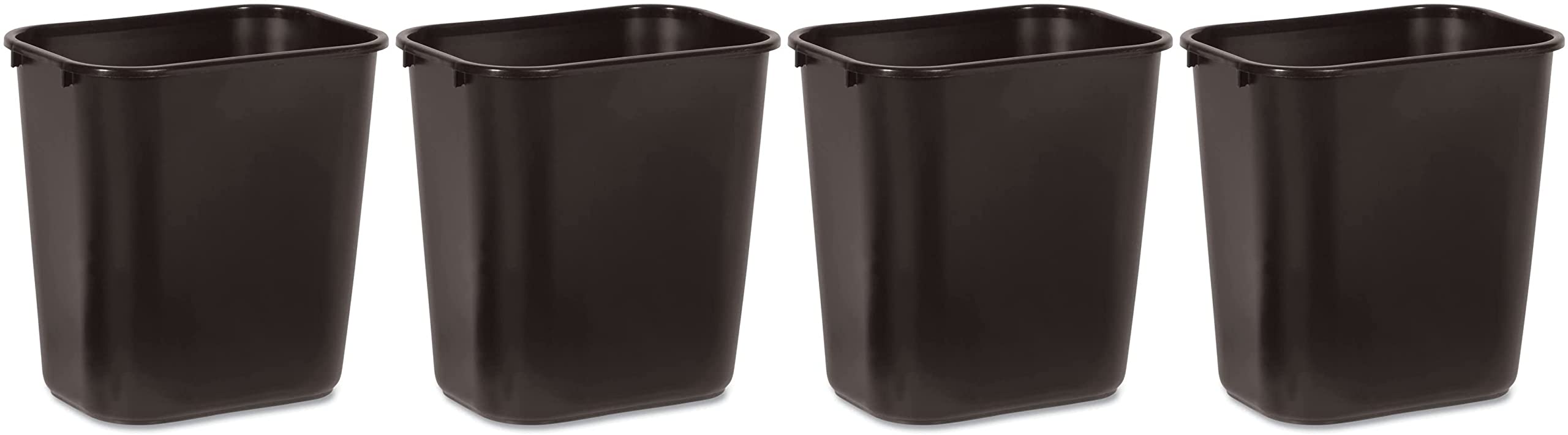 Rubbermaid Commercial Rubbermaid 295600BK Deskside Plastic Wastebasket, Rectangular, 7 gal, Black (4)