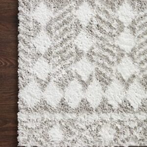 Loloi II Bliss Shag Grey/White 5'-3" x 7'-6" Area Rug