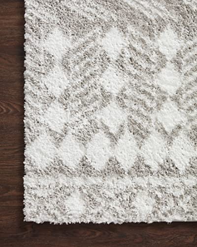 Loloi II Bliss Shag Grey/White 5'-3" x 7'-6" Area Rug