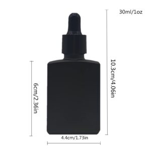 PimyRcyi Glass Bottle for Essential Oils,1 oz Small Empty Drop Bottle, 30ml Square Essence Glass Lab Dropping Serum Container (Matte black,12PCS)