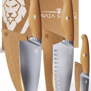 Dalstrong 3pc Knife Set - Gaia Series - Chef Knife, Santoku Knife, Paring Knife - High-Density Wood Fiber Handle - Gift Sustainable and Eco-friendly Kitchen - w/Sheaths