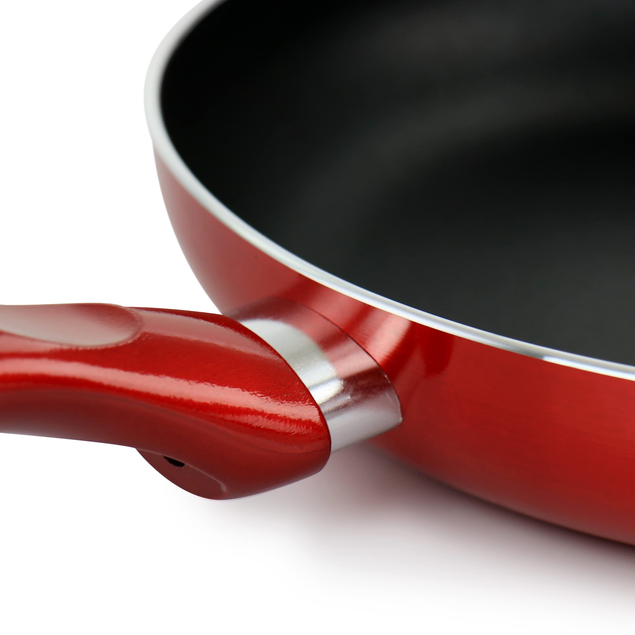 Better Chef 8in Silver Metallic Non Stick Gourmet Fry Pan in Red