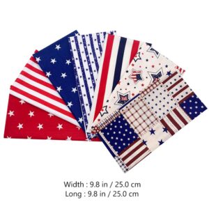 American Flag Cotton Fabric Patchworks: 7pcs Quilting Independence Stripe US Flag Sewing Fabrics Patriotic Decoration for Independence Day 25x25cm