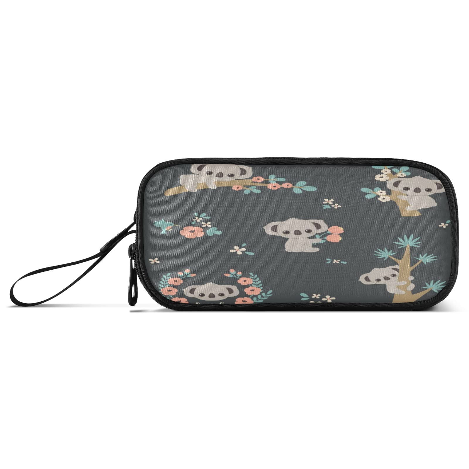 Big Capacity Pencil Case Cute Koala 3 Compartment Pen Bag Pouch Holder Box for Office College School Portable Storage Bag for Kids