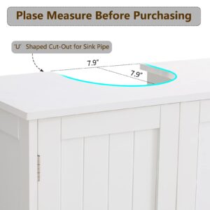 Iwell Pedestal Sink Storage Cabinet with 2 Doors and Shelf, Under Sink Cabinet, Bathroom Sink Cabinet with U-Shape, White