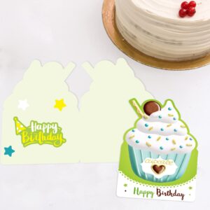 ceiba tree Birthday Cards 18 Pack Assortment Cupcake Shaped Greeting Card Notes DIY Happy Birthday Cards with Envelopes and Stickers