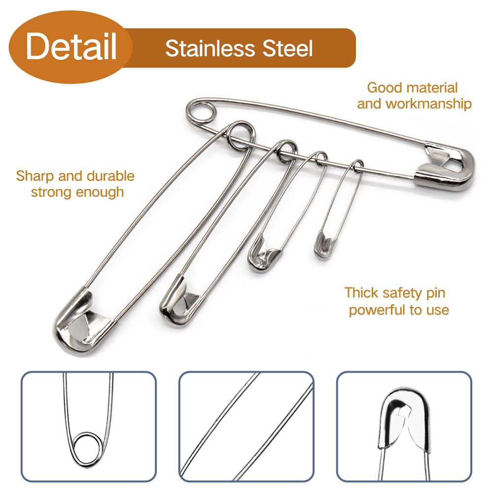 Tkiaea 3 Inches Large Safety Pins Heavy Duty, Pack of 50, Big Safety Pins, Safety Pins Bulk, Stainless Steel Safety Pins（Large Size）