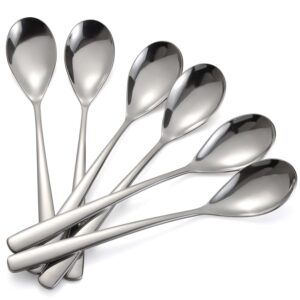 Soup Spoons Stainless Steel Round Spoons Asian Soup Spoon Set of 6 Long Handle Dinner Spoons for Kitchen Restaurant or Home (12)