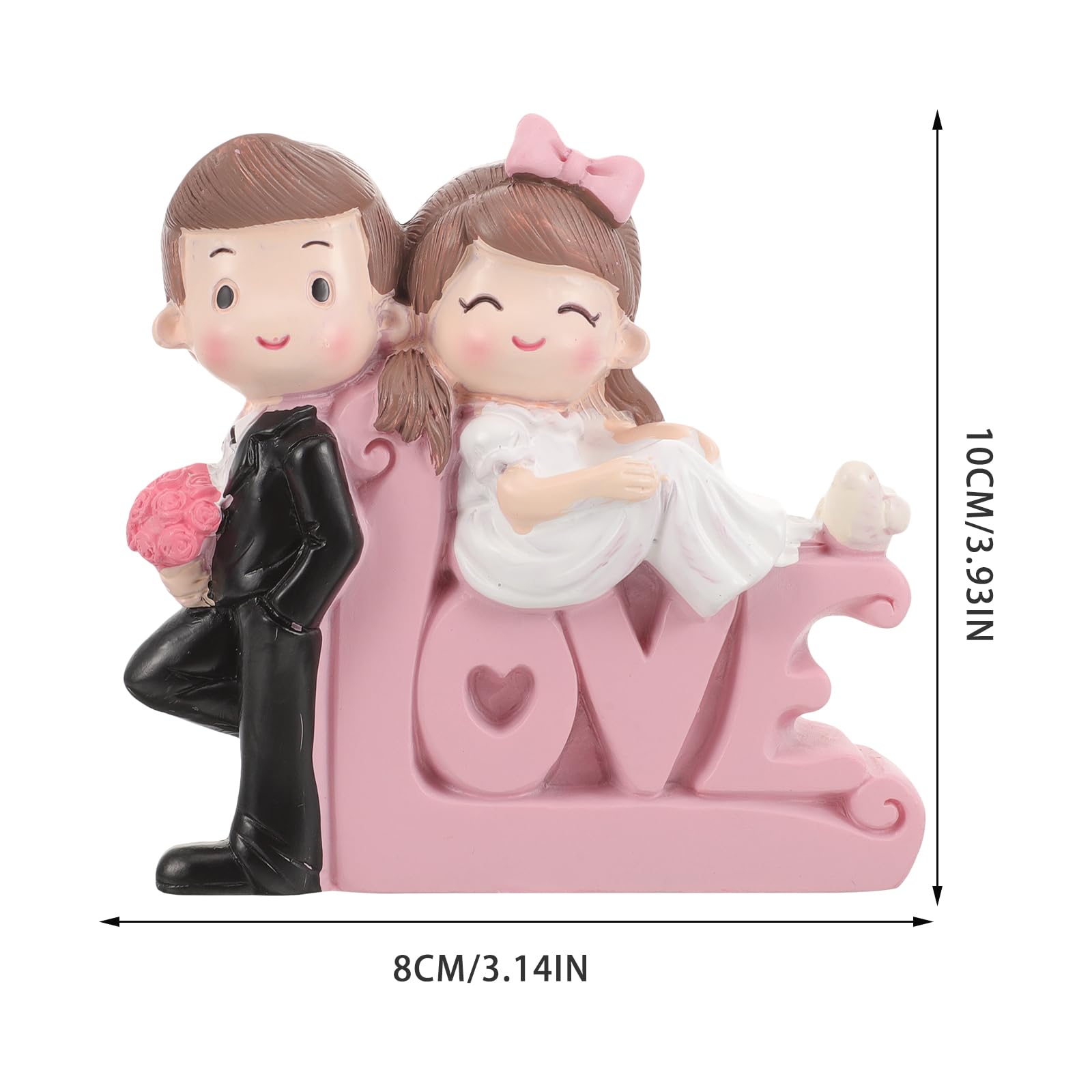 Veemoon Cartoon Doll Cake Topper Wedding Cake Topper Bride and Groom Figurine Romantic Loving Couple Statue Marriage Anniversary Valentines Day Party Decoration Brown