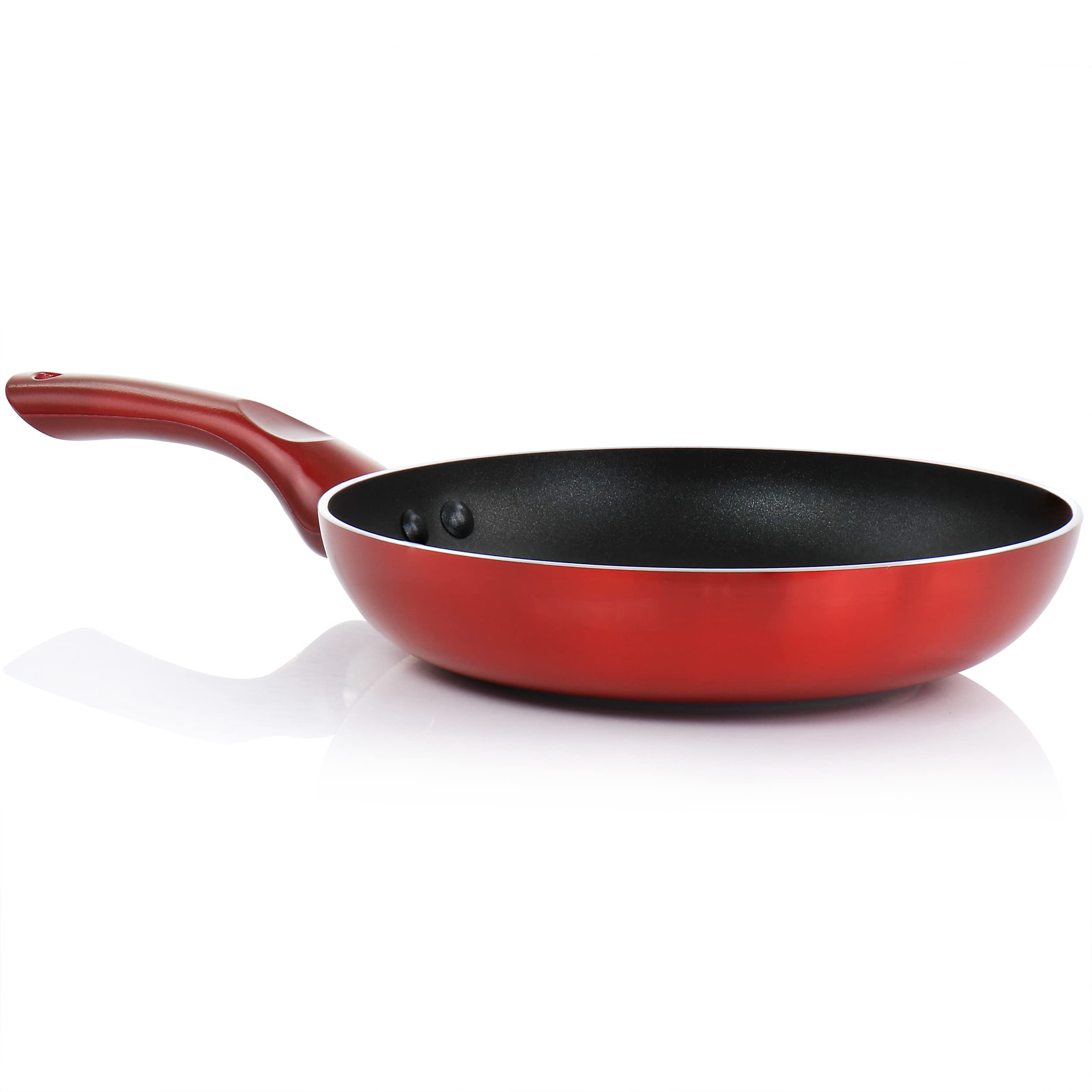 Better Chef 8in Silver Metallic Non Stick Gourmet Fry Pan in Red