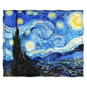 Levens Van Gogh The Starry Night Throw Blanket, Abstract Theme Decor for Couch Bed Sofa Travelling Camping, Birthday Christmas Soft Cozy Lightweight Flannel Fleece Blankets for Kids 50"x60"