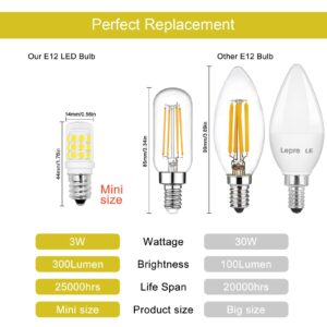 LFLAMPON E12 LED Candelabra Base Small Light Bulb 3W Equivalent 25-30W Incandescent 6000K Cool White Light Bulbs 120V 300LM Non Dimmable for Chandelier,Salt Lamps, Desk Lamp Ceiling Fan(6 Pcs)