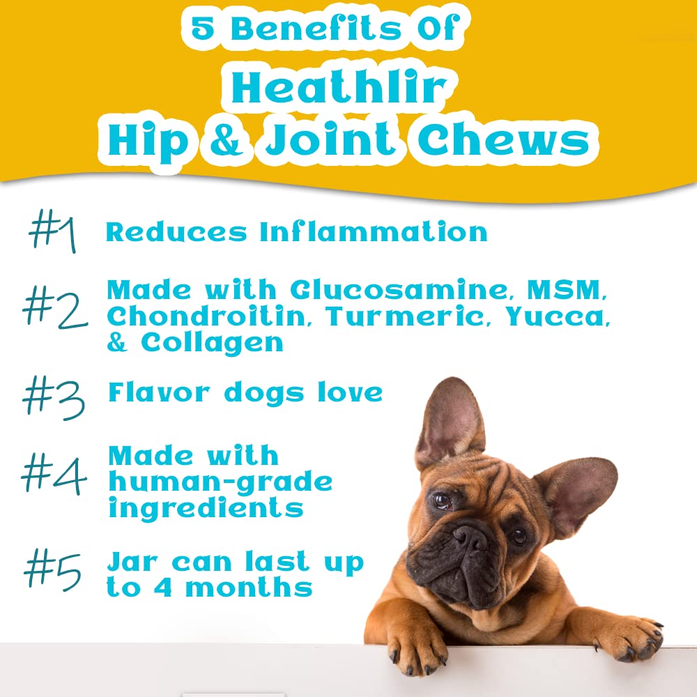 Pampered Chicken Mama Glucosamine for Dogs Chews (120 Count) Heathlir - Soft Dog Joint Supplement with Chondroitin, MSM, Turmeric, & Collagen Joint Support for Dogs