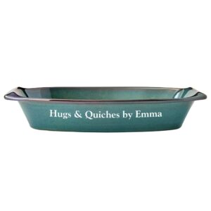 Let's Make Memories Personalized Rectangular Casserole Baking Dish - Kickasserole Dish - Customize Any Text Stoneware Baking Dish - For Her - Teal