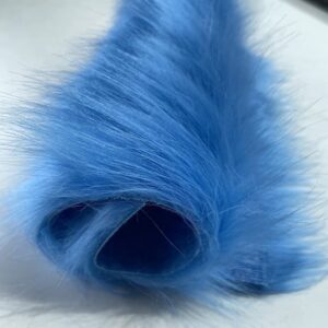 Highshion 3 Sheets Artificial Shaggy Faux Fur Fabric |9" x 12" | Camera Floor Chair Cover Seat Cushion for Any DIY Craft | Rectangular Patch Costume | Plush Crafting Sewing (9" X 12", Blue)