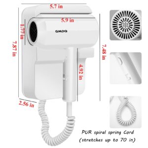 Hotel Wall Mounted Hair Dryer for Bathroom,Restroom Professional Blow Dryer,with Stand Rack,Specialised Motor for Salon,Fast Drying - Gifts【Massage air Cushion Comb, Screws+ Adhesive】