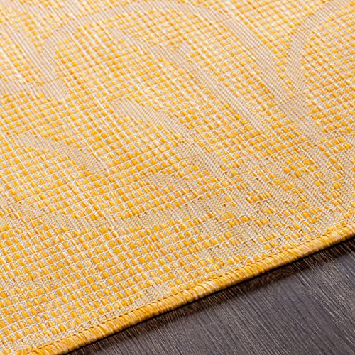 Mark&Day Outdoor Rugs, 8x10 Broekoord Traditional Indoor/Outdoor Bright Yellow Area Rug, Non Shedding Yellow Grey Carpet for Patio, Porch, Deck, Bedroom, Living Room or Kitchen (7'8" x 10')