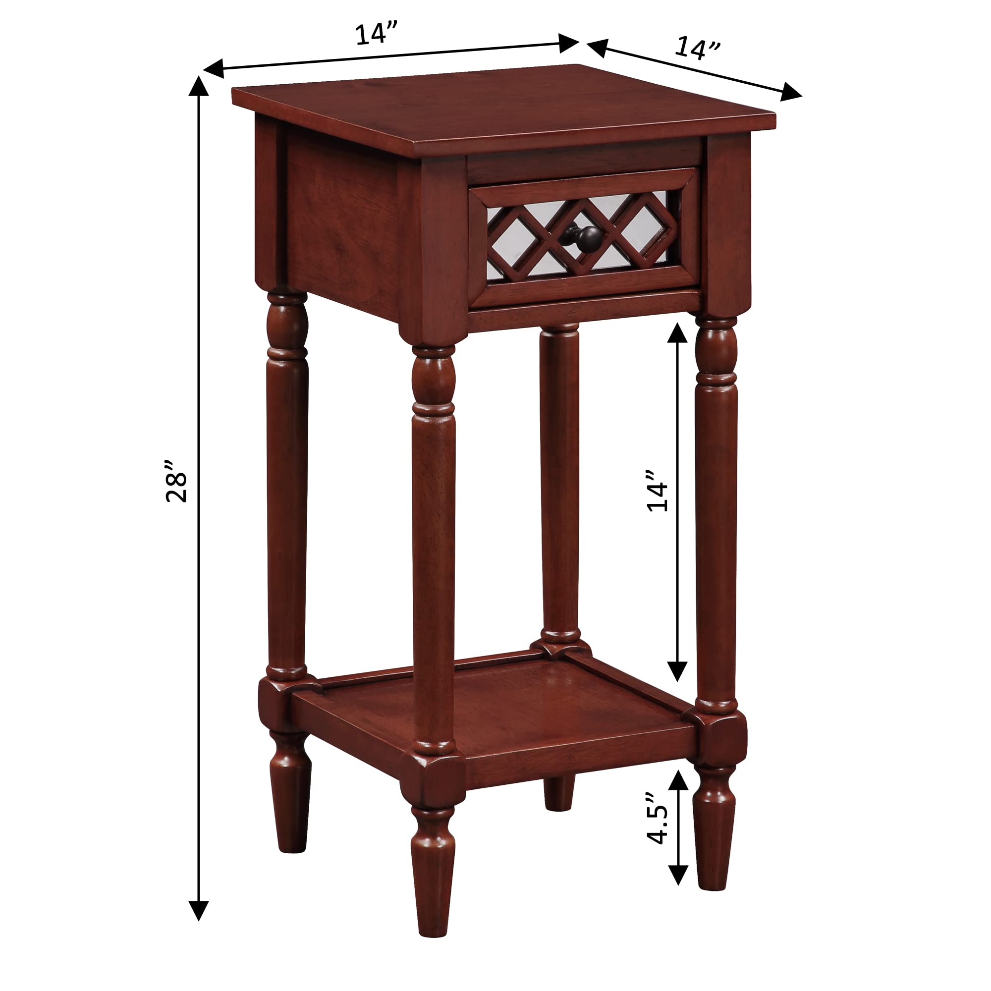 Convenience Concepts French Country Khloe Deluxe 1 Drawer Accent Table with Shelf, Blue