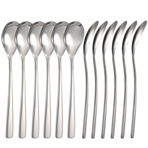 soup spoons stainless steel round spoons asian soup spoon set of 6 long handle dinner spoons for kitchen restaurant or home (12)