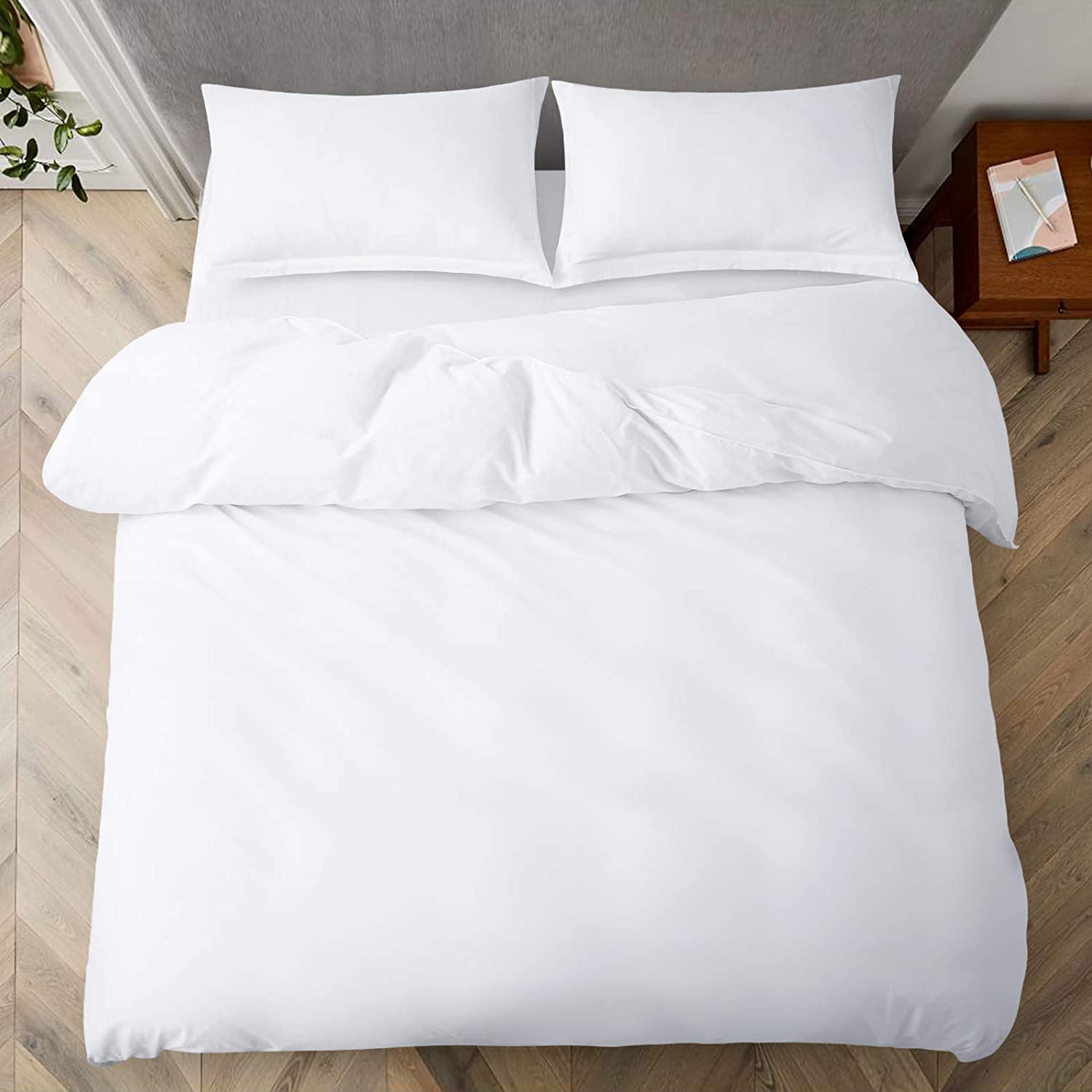 Premium Quality 120x120 Super King Plus White Solid Duvet Cover Set Zipper Closure & Corner Ties Easy Fit,Breathable 800-TC Ultra Soft Pillow Sham 2pc 100% Soft Egyptian Cotton