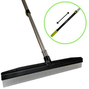 room groom carpet rake and groomer with telescoping 54 inch adjustable handle, portable design, carpet brush ideal for pet hair, refreshing high pile carpets, rugs, and artificial turf