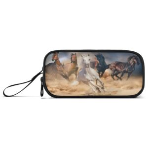 Running Horse Big Capacity Pencil Case 3 Compartment Pen Bag Pouch Holder Box for Office College School Portable Storage Bag for Kids