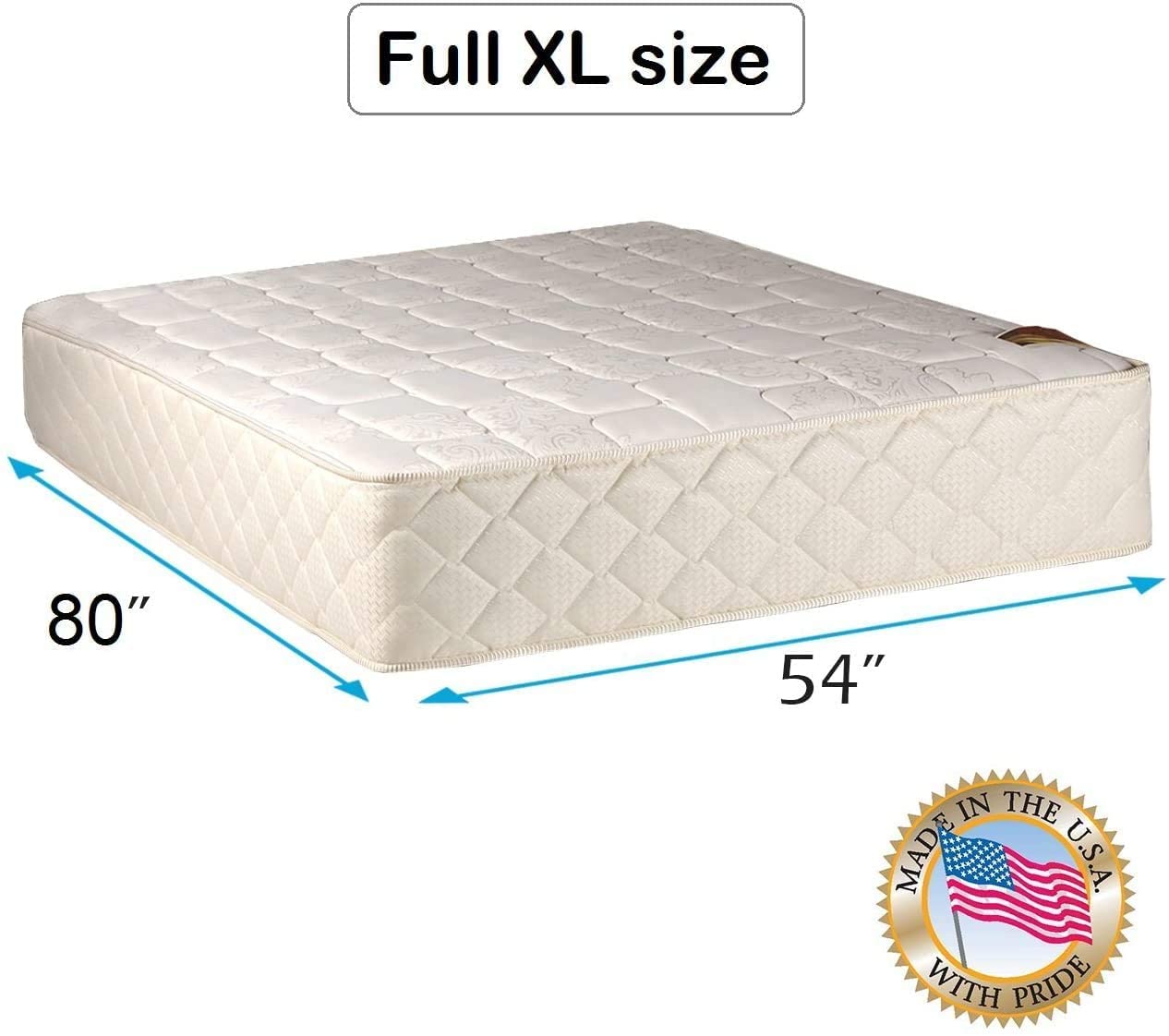 DS Solutions USA Grandeur Deluxe Full XL Medium Firm Two-Sided Mattress Only with Mattress Cover Protector Included - Fully Assembled, Sleep Support, Longlasting Comfort