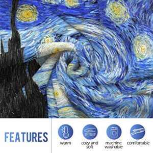 Levens Van Gogh The Starry Night Throw Blanket, Abstract Theme Decor for Couch Bed Sofa Travelling Camping, Birthday Christmas Soft Cozy Lightweight Flannel Fleece Blankets for Kids 50"x60"