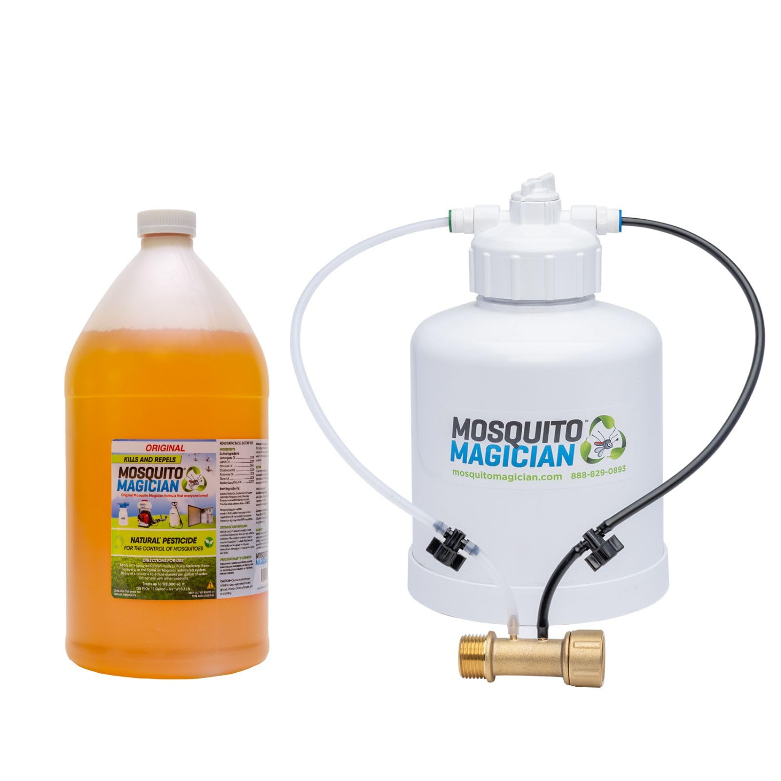 Mosquito Magician Hose Injection System with 1 Gallon Liquid Concentrate - User-Friendly - for Small to Mid-Size Yards - Kills Mosquitoes, Fleas, Fire Ants - Apply to Plants, Grass, and Exterior Walls