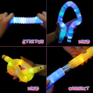 24 Pcs Glow Sticks Party Favors for Kids,Light Up Tubes Fidget Toys,Glow in The Dark Party Supplies Camping Toys, LED Bracelet Necklace Christmas Goodie Bag Stuffers Birthday Return Gifts