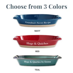 Let's Make Memories Personalized Rectangular Casserole Baking Dish - Kickasserole Dish - Customize Any Text Stoneware Baking Dish - For Her - Teal