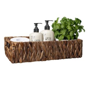 hosroome water hyacinth storage basket for shelves wicker baskets for organizing toilet paper basket for toilet tank top decorative basket for closet, bedroom, bathroom, entryway, office desk (brown)