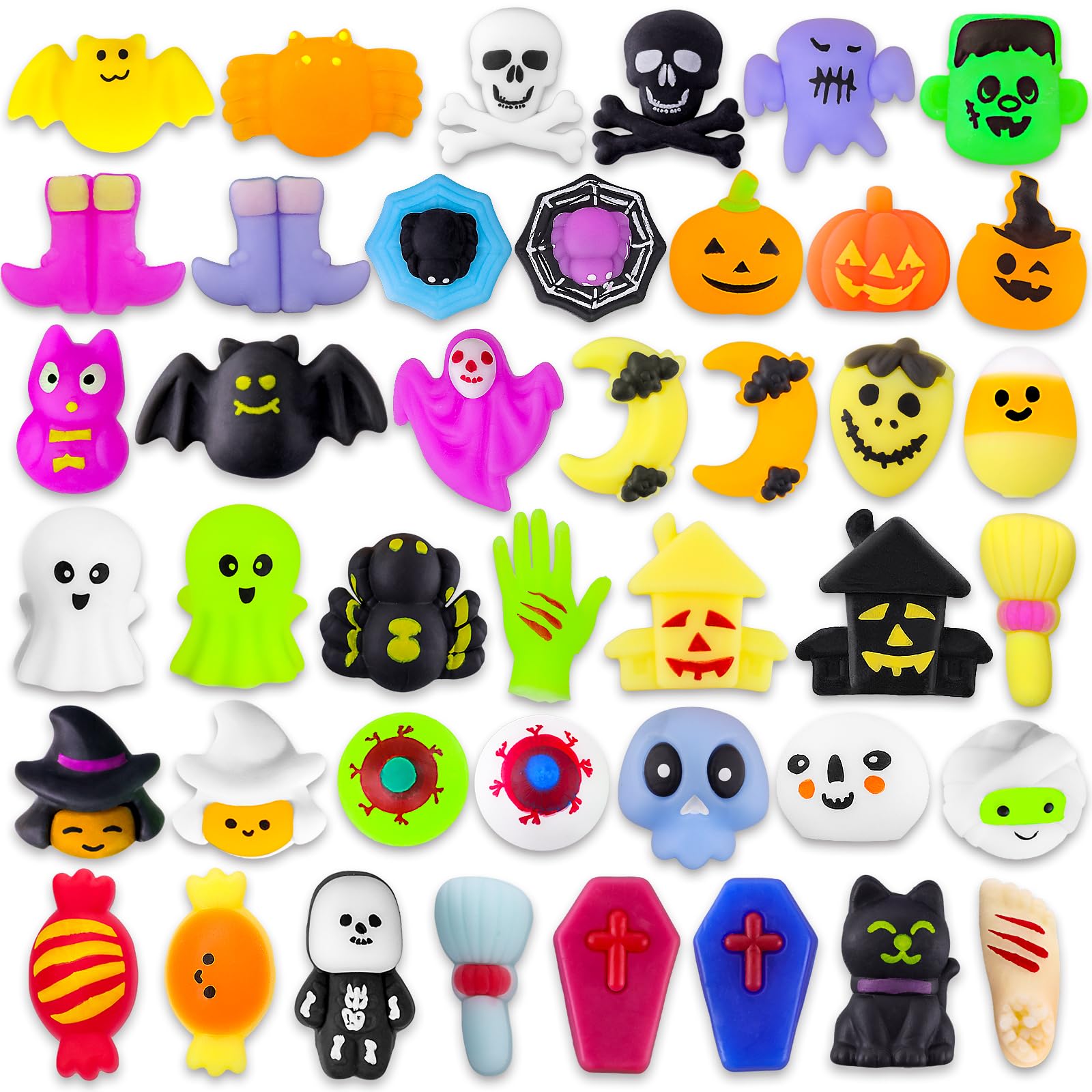 MGparty 42pcs Halloween Squishies Toys for Kids Halloween Party Favors Halloween Goodie Bag Fillers Prizes Halloween Decorations Stress Relief Toys for Adults